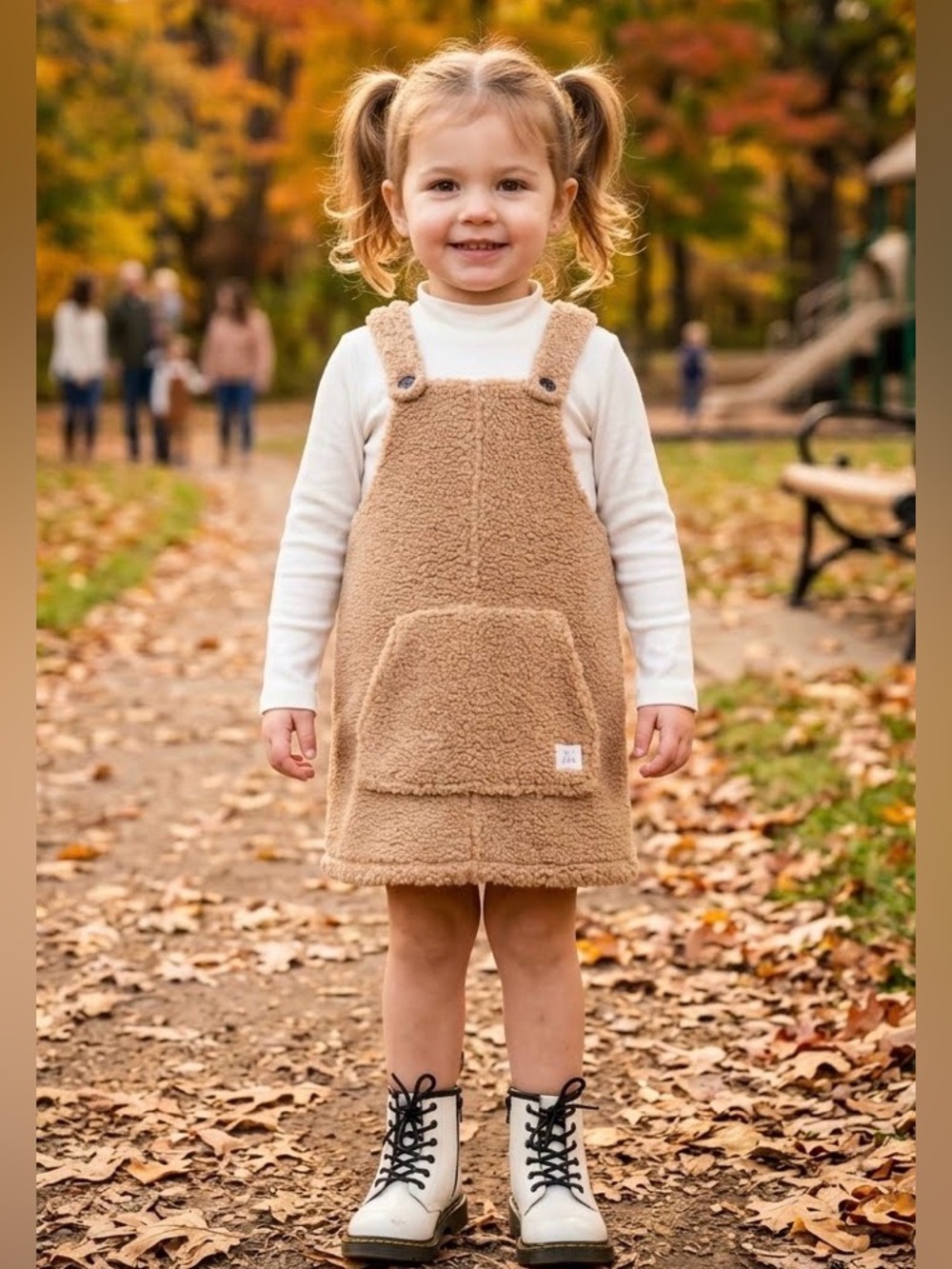 ART CLASS "Awesome" Plush Teddy Bear Sherpa Dress Jumper Pinafore Tan 3T NWOT